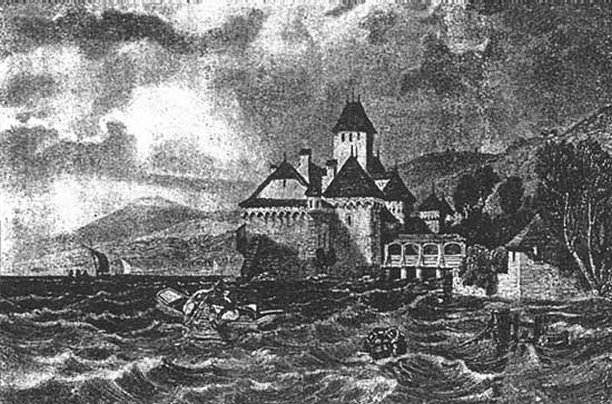 Шильонский замок 1820-х годах